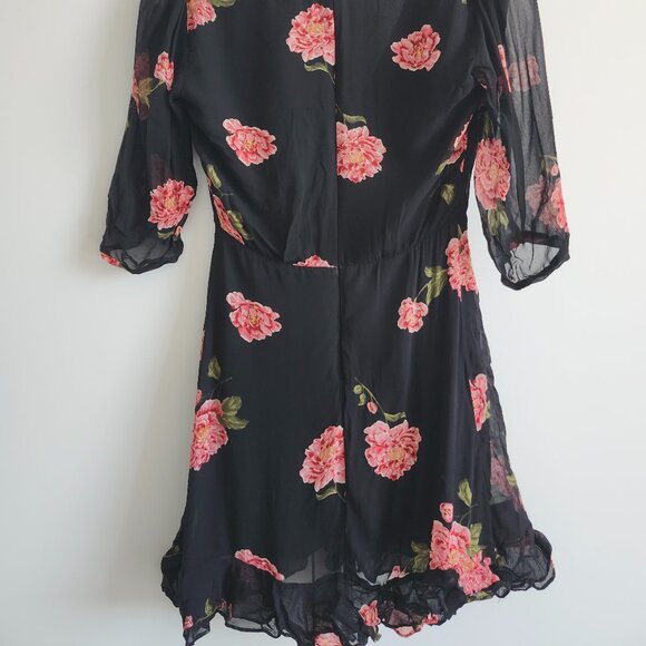Reformation Dresses & Skirts - Reformation Vintage OG Black Floral Chiffon Mini Dress Made in USA Size 4 Rare